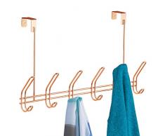 iDesign porte manteau à 6 double-crochets, grand porte manteau mural en métal, porte-manteau mural pour vestes, chapeaux ou serviettes, couleur cuivre