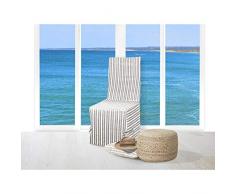 Soleil docre Housse de Chaise Jacquard COTONADE Taupe, Polyester Coton, Ecru, 48x35 cm
