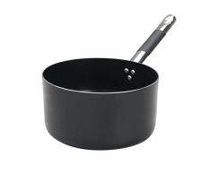 Pentole Agnelli alblack Casserole Haute en Aluminium, épaisseur 3 mm, Manche Tubulaire en Acier Inoxydable, Noir 16 cm Noir