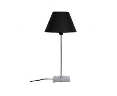 Tosel 60237 Pied de Lampe, Tôle Acier Peinture époxy, Abat-Jour Coton, E14, 40 W, Aluminium/Noir, 18 x 42 cm