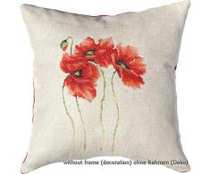 Lucas-S Kit de Point de Croix compté Trois Coquelicots Coussin, en Lin, Multicolore