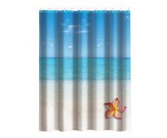 MSV Rideau de Douche Paradis en Polyester, Blanc/Bleu, 30 x 20 x 15 cm