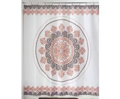InterDesign Ezra Medallion rideau douche, grand rideau baignoire 183,0 cm x 183,0 cm en polyester, rideau de bain Ã Åillets, brun/colorÃ©