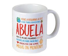 Mopec Grand-mÃ¨re Tasse en cÃ©ramique dans Une boÃ®te Cadeau, Porcelaine, Blanc et Bleu, 8,1Â x 8,1Â x 9,5Â cm