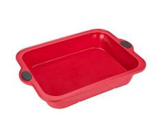 Levivo Moule à Gâteau en Silicone, Moule à Pâtisserie en Silicone, Moule à Pâtisserie pour les Gâteaux, Plat en Silicone pour la Cuisson au Four, 23,5 x 33 cm, Rouge
