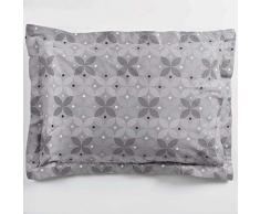 Homea TAIE doreiller Volant Plat 50 x 70 CM Imprime 57 Fils Allover MOMA Gris Souris, Coton, 50x70 cm