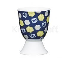 Kitchen Craft KCEGGFLORABLU Coquetier Floral, Porcelain, Bleu, 9 x 12 x 16 cm