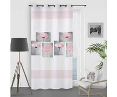 Soleil docre Rideau à Oeillets 140x260 cm PETALE Rose, Polyester