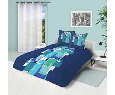 Soleil docre Nux Parure de Couette, Coton, Bleu, 240x220 cm