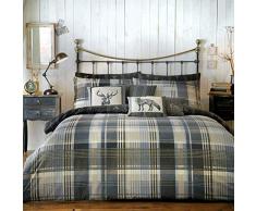 Coussin Boudoir Garni 100% Coton brossé - Connolly Check - Dreams & Drapes, Coton, Charbon, Duvet Set: Double