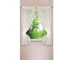 HomeMaison Rideau Bonne Femme Ã Effet Plumetis, Polyester, Ivoire, 160x90 cm