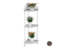 Relaxdays 10028962_49 Etagère d’Angle, 3 Supports, Plantes, Fleurs, décoration, Fonte de Fer, Vintage, Style Antique, HlP 106 x 42 x 31 cm, Blanc, 1 élément