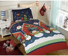 Rapport Ensemble de Housse de Couette et taie doreiller avec Motif père Noël, Bonhomme de Neige, Pingouin pour Enfants - Multicolore, Multicolore, Simple
