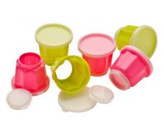 Premier Housewares 1209765 Ensemble de Moules Ã GelÃ©e 3 + 3 en Plastique Rose Vif/Vert Lime avec Couvertures et Bases Amovibles 140 ML