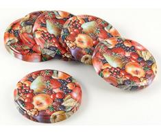 Fackelmann 48311 Couvercles Ã Visser pour Bocal Fruits 8,2cm 6 Pieces en Fer-Blanc, Multicolore, 8,2 x 8,2 x 1 cm