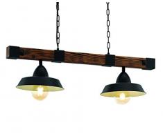 Eglo Serie Oldbury lampe Ã suspension Suspension Ã 2 ampoules. Noir, marron, rustique.