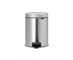 Brabantia 112645 Poubelle à Pédale Newicon avec Seau en Plastique, 5 L - Acier Mat