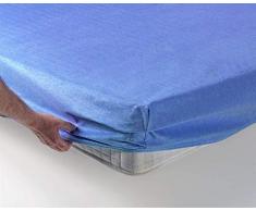 SABANALIA Drap-Housse en Flanelle pour lit de 150 Ã 150 x 200 cm, Bleu