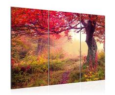 Tableau decoration murale Automne Forêt 120 x 80 cm - XXL Impression sur Toile Salon Appartment 3 Parties - prêt à accrocher - 611631a