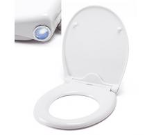 MSV 141678 Abattant WC LED dÃ©clipsable avec Fermeture Lente, Acier inoxidable, Blanc