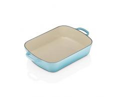 Le Creuset, Plat Signature Rectangulaire en Fonte ÃmaillÃ©e, 33 cm, Compatible avec Toutes Sources de Chaleur (Induction Incluse), Volume : 4.9 L, 3.85 kg, Bleu CaraÃ¯bes