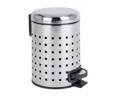 WENKO 22445100 Poubelle à Pédale Leman ajourée, Acier Inoxdable, 3 Litres, 17 x 25 x 22,5 cm