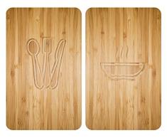 WENKO Plaque de protection en verre universel Lunch - set de 2, pour tous les types de cuisinières, Verre trempé, 30 x 52 cm, Multicolore