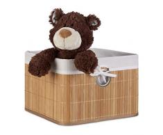 Relaxdays Corbeille Panier de rangement Housse amovible poignée Boîte de stockage étagère armoire H x l x P 20 x 31 x 31 cm- couleur naturelle