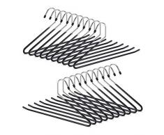 Relaxdays 10021075_683 Cintres Ã pantalons revÃªtement pvc antidÃ©rapant en mÃ©tal 35 cm lot de 20, noir, 35 x 18 x 0,5 cm