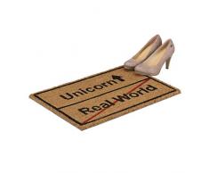 Relaxdays Licorne Paillasson, Fibre de Coco, Naturel/Noir, 80 x 150 cm