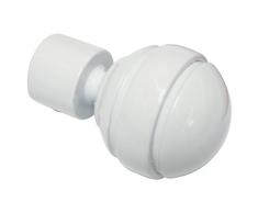 GARDINIA Embouts pour tringle à rideau, 2 embouts boule, Série Chicago, Métal, Blanc, Diamètre: 20 mm