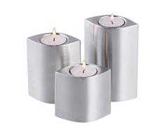 CHG 3425-00 Ensemble de 3 bougeoirs en inox Hauteur 12,5/10/7,5 cm Longueur 8,2 cm Largeur 4,7 cm