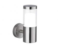 Wofi Applique murale dextÃ©rieur, mÃ©tal, intÃ©grÃ©, 7Â W, en acier inoxydable brossÃ© brut, 14.1Â x 8,7Â x 20,8Â cm