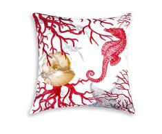 Excelsa - Coussin dÃ©coratif, Rembourrage Inclus, Housse en Coton Coral 45 x 45 cm Blanc et Rouge