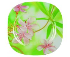 Dajar Luminarc Assiette au Freesia, Verre, Rose/Vert, 25Â x 25Â x 2Â cm