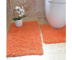 Tonys Textiles Lot de 2 Tapis de Bain - 100% Coton tuftÃ© - rÃ©sistant - Orange