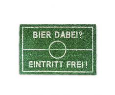 Relaxdays Paillasson en fibre de coco texte en Allemand football bière humour entrée libre Lxl: 60 x 40 cm natte essuie-pieds antidérapant tapis de plancher sol, vert, 60x40x1 cm
