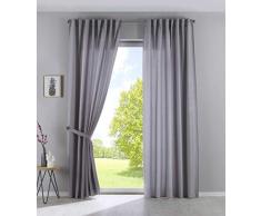 Gardinenbox JENA Lot de 2 Rideaux occultants à Passants 100% Polyester Argenté 225 x 140 cm