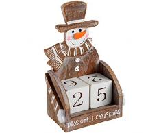 WeRChristmas Calendrier de lAvent Bonhomme de Neige Décoration de Noël, en Bois, Multicolore, 16 cm