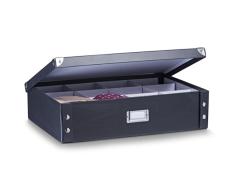 Zeller 17789 Boite de Rangement en carton pour cravates et ceintures noir, 44,5 x 31,5 x 11 cm