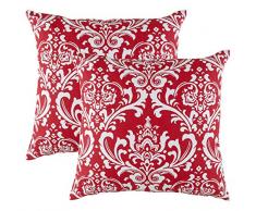 TreeWool Lot de 2 Housses de Coussin en Toile de Coton Motif damassÃ© Rouge 40 x 40 cm