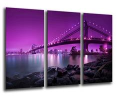 Tableau Moderne Photographique, Impression sur bois, Pont de nuit de la ville, 97 x 62 cm, ref. 26002