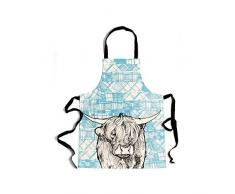 Gillian Kyle Tablier Motif Vache Highland Bleu Clair Taille Unique