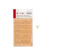 Artemio UBPLW001 Set de 57 Autocollants Alphabet, Bois, Or, 7,5 x 0,2 x 14,5 cm