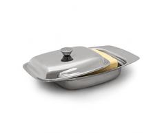 Relaxdays 10019113 Beurrier en Acier Inoxydable avec couvercle Argent 6 x 19.5 x 13 cm pour beurre 250 g ou fromage boîte à beurre argenté