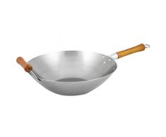 Ken Hom KH436003 Wok Traditionnel en Acier Carbone, Ã¸36 cm, Compatible Induction, Gris