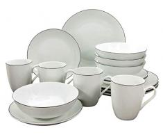 Creatable, 20237, série Campo BLACK LINE, set vaisselle, service combiné 16 pièces, WeiÃ