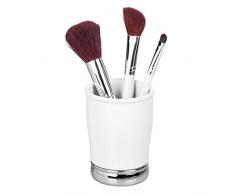 InterDesign York verre à dents pratique, gobelet salle de bain en céramique et métal, blanc/argenté