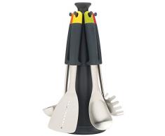 Joseph Joseph - Elevate - Set de 5 Ustensiles de Cuisine en Acier Inox avec Porte-ustensiles en Carrousel - Multicolore
