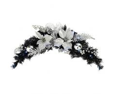 WeRChristmas 90 cm décoré Arche Lumineuse Guirlande de Noël illuminé avec 20 LED Blanc Froid Noir/argenté